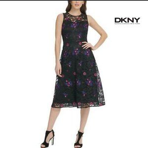 DKNY DKNY EMBROIDERED FLORAL LACE MIDI DRESS 12